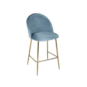 Sgabello Gold Azzurro Pervinca in Velluto