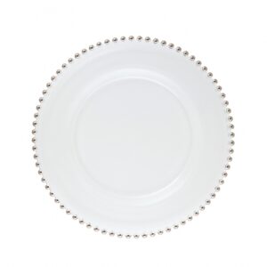 Piatto Pane Vetro Bordo Perle Platino - Linea Vetro Bordo Perle Platino
