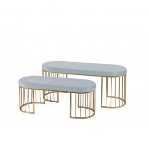 Pouf Panca Azzurro Pervinca - Panca Velluto Azzurro Pervinca