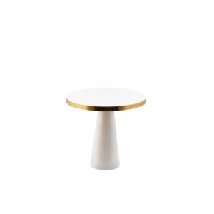Tavolino Rotondo Alice's Mushroom Bianco Fascia Oro