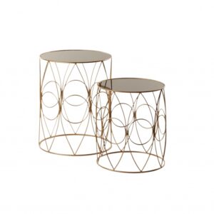 Tavolino - Tavoli Base Oro piano in vetro nero